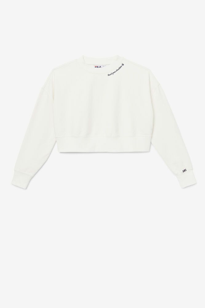 Fila Sweatshirt Vitalia Cropped Crew Womens White - India YRJ-017452